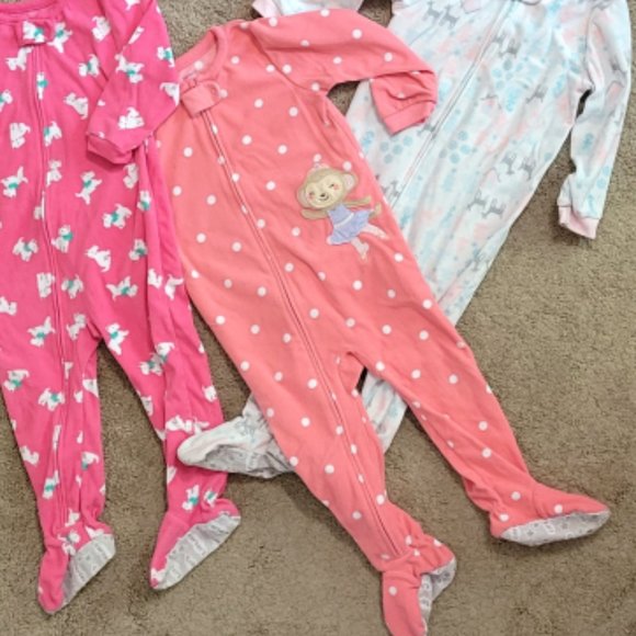 Carter's Girls Fleece Crew Neck Long Sleeve Footed PJ's - 24 month / 2T - Picture 4 of 4